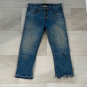 Veronica Beard Blue Distressed Cropped Jeans